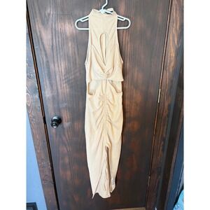 PrettyLittleThing NWT Beige Textured Cutout Ruched Midi Dress Womens Size 0 US